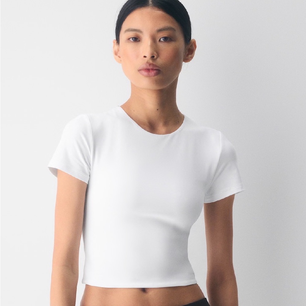 Aritzia Classic White Crop Top